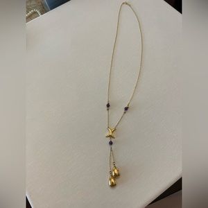 Vintage 14k gold Amethyst Lariat Necklace